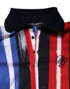 Mehrfarbig gestreiftes Polo-T-Shirt aus Baumwolle für Herren
