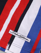 Mehrfarbig gestreiftes Polo-T-Shirt aus Baumwolle für Herren