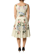 Beiges ärmelloses A-Linien-Kleid mit Blumenmuster