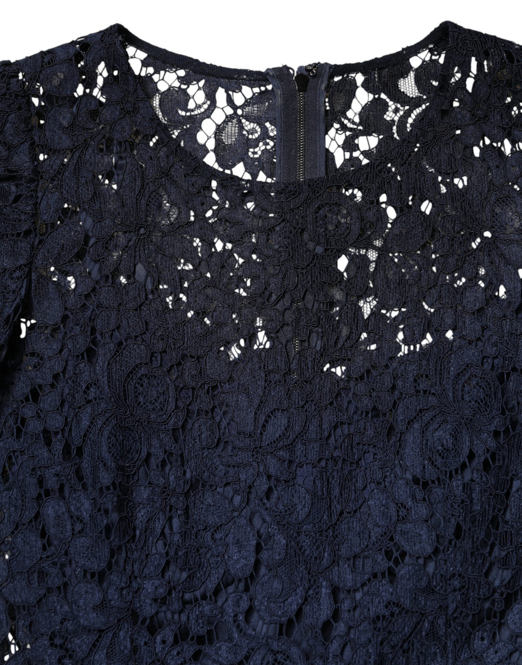 Blaues A-Linien-Kleid mit Rüschen und Knielänge