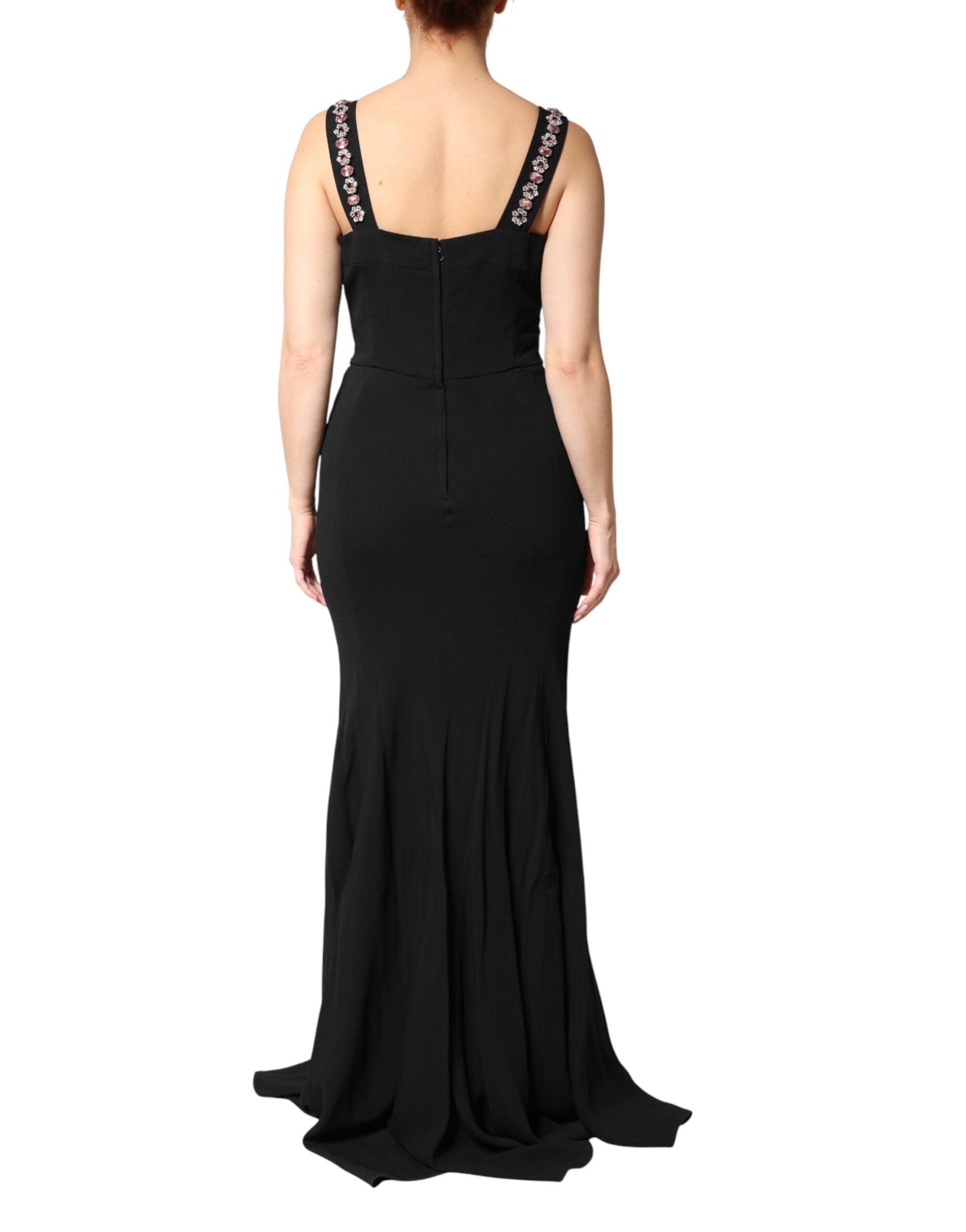 Abito lungo bodycon nero decorato