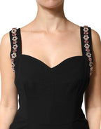 Abito lungo bodycon nero decorato