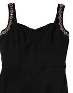 Abito lungo bodycon nero decorato
