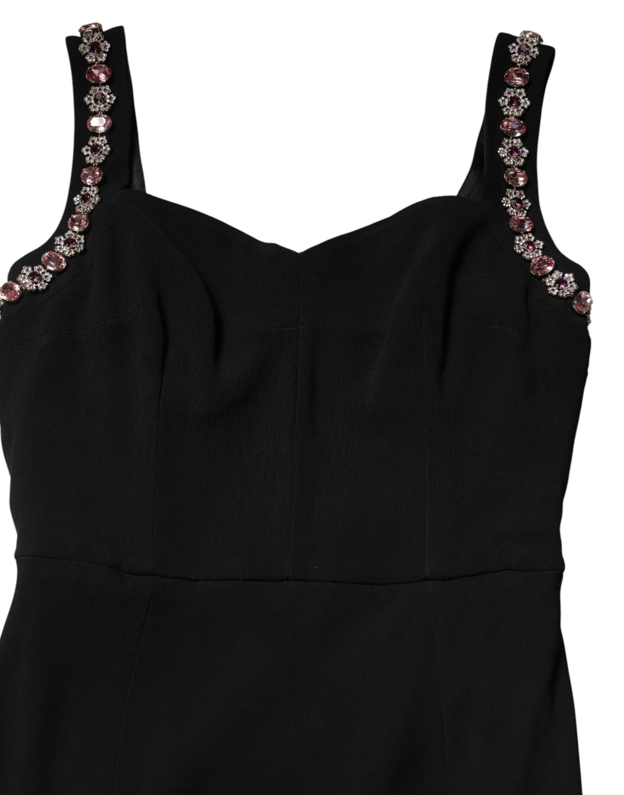 Abito lungo bodycon nero decorato