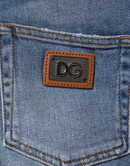 Blue Washed Cotton Skinny Denim Trouser Jeans