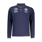 Blue Cotton Men Polo Shirt
