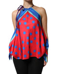Mehrfarbige Polka Dot Neckholder Bluse