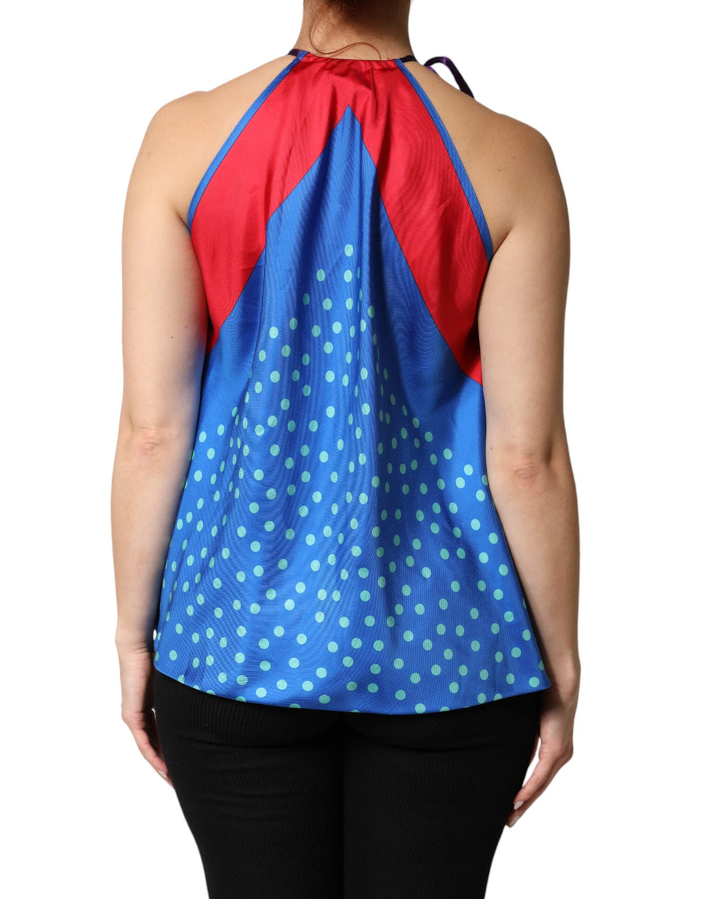 Mehrfarbige Polka Dot Neckholder Bluse