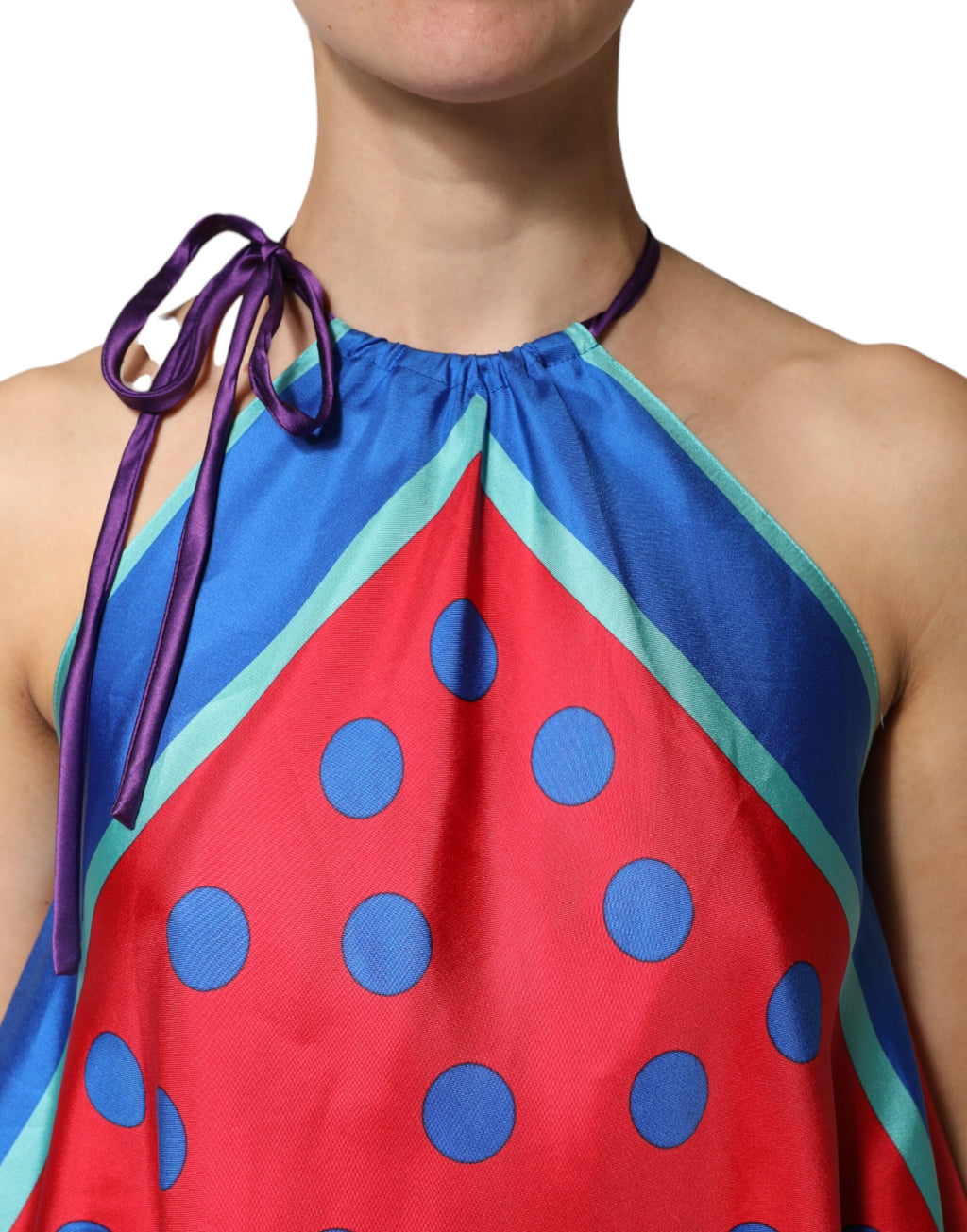 Mehrfarbige Polka Dot Neckholder Bluse