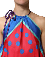 Mehrfarbige Polka Dot Neckholder Bluse
