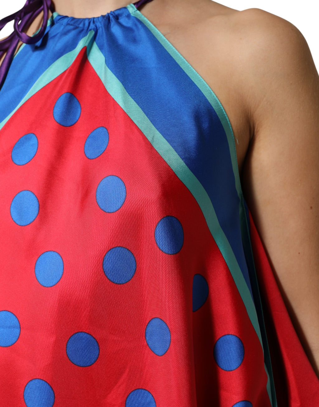 Mehrfarbige Polka Dot Neckholder Bluse
