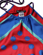 Mehrfarbige Polka Dot Neckholder Bluse