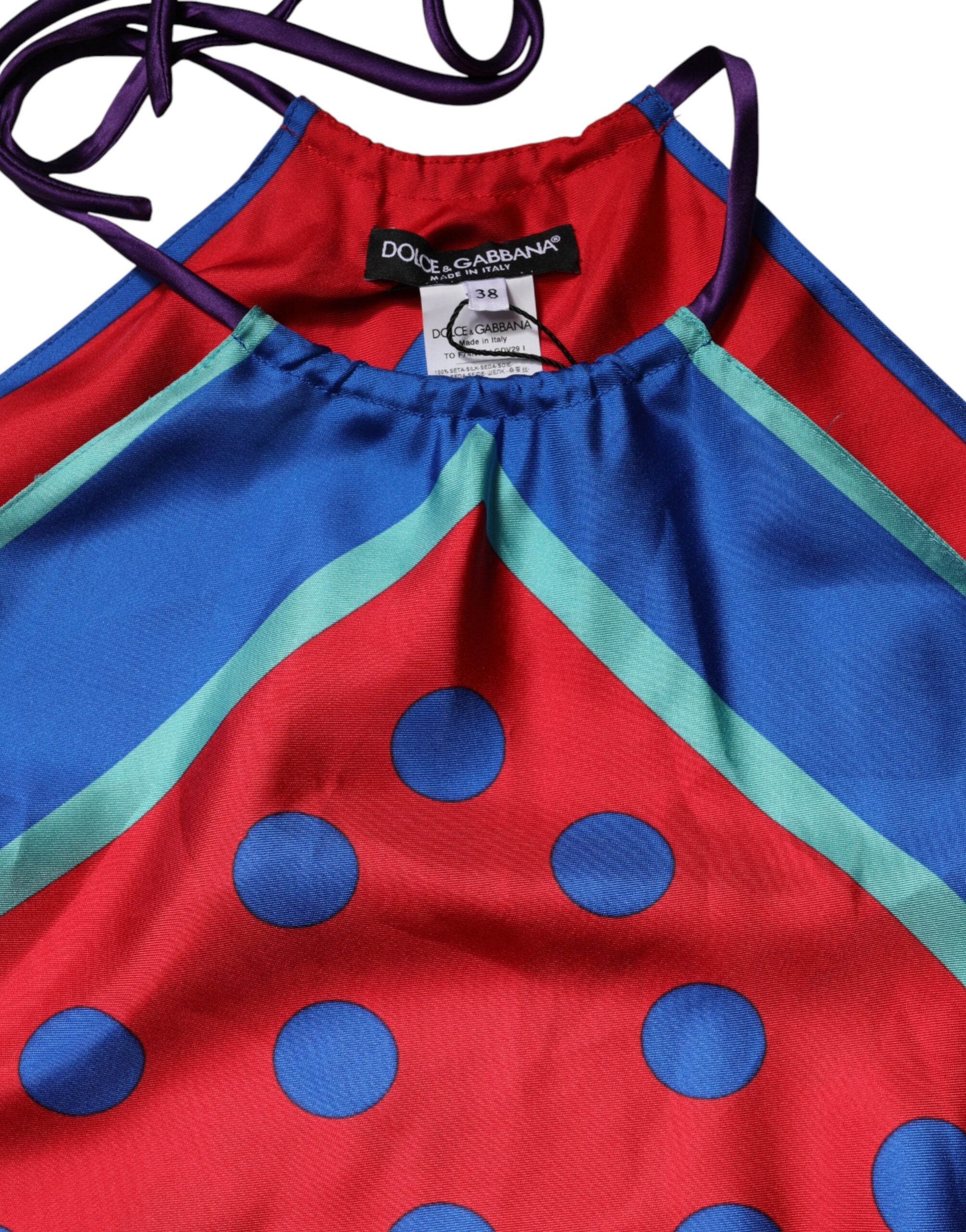 Mehrfarbige Polka Dot Neckholder Bluse