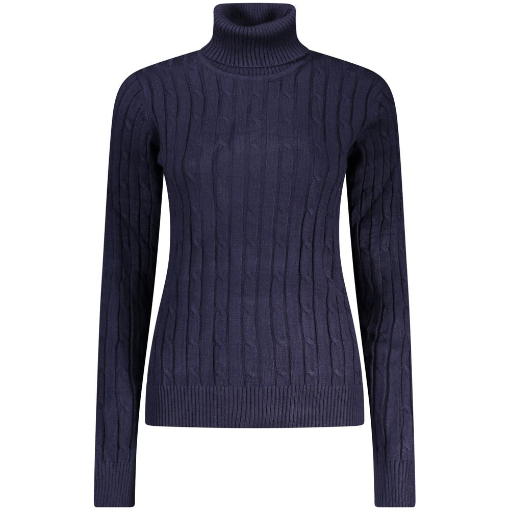 Blaue Viskose Damenstrickjacke