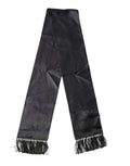 Black Satin Silk Fringed Neck Foulard Scarf