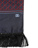 Maroon Patterned Fringes Wrap Foulard 138cm x 15cm Scarf