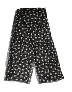 Black Polka Dot Silk Neck Wrap Shawl 205cm x 137cm Scarf