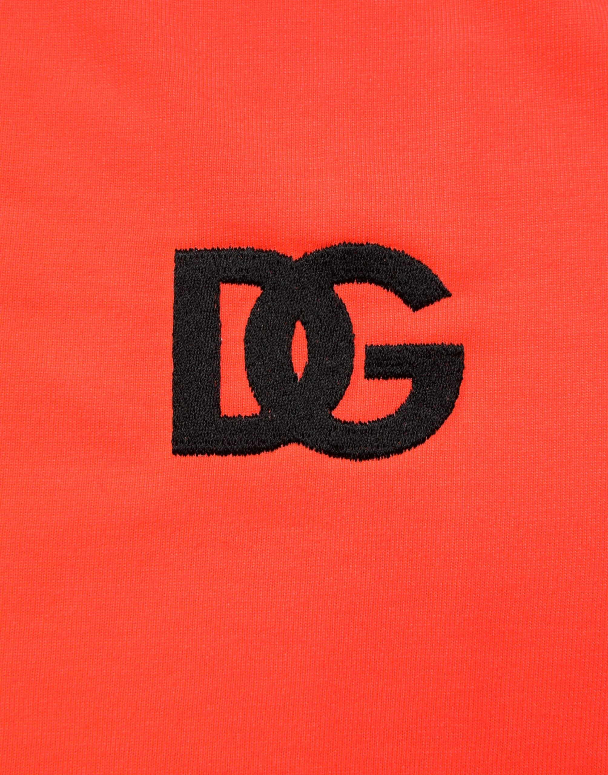 Neon Orange Polyester Crew Neck Men T-shirt