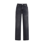 Black Cotton Straight-Leg Jeans