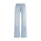 Blue Cotton Straight-Leg Jeans