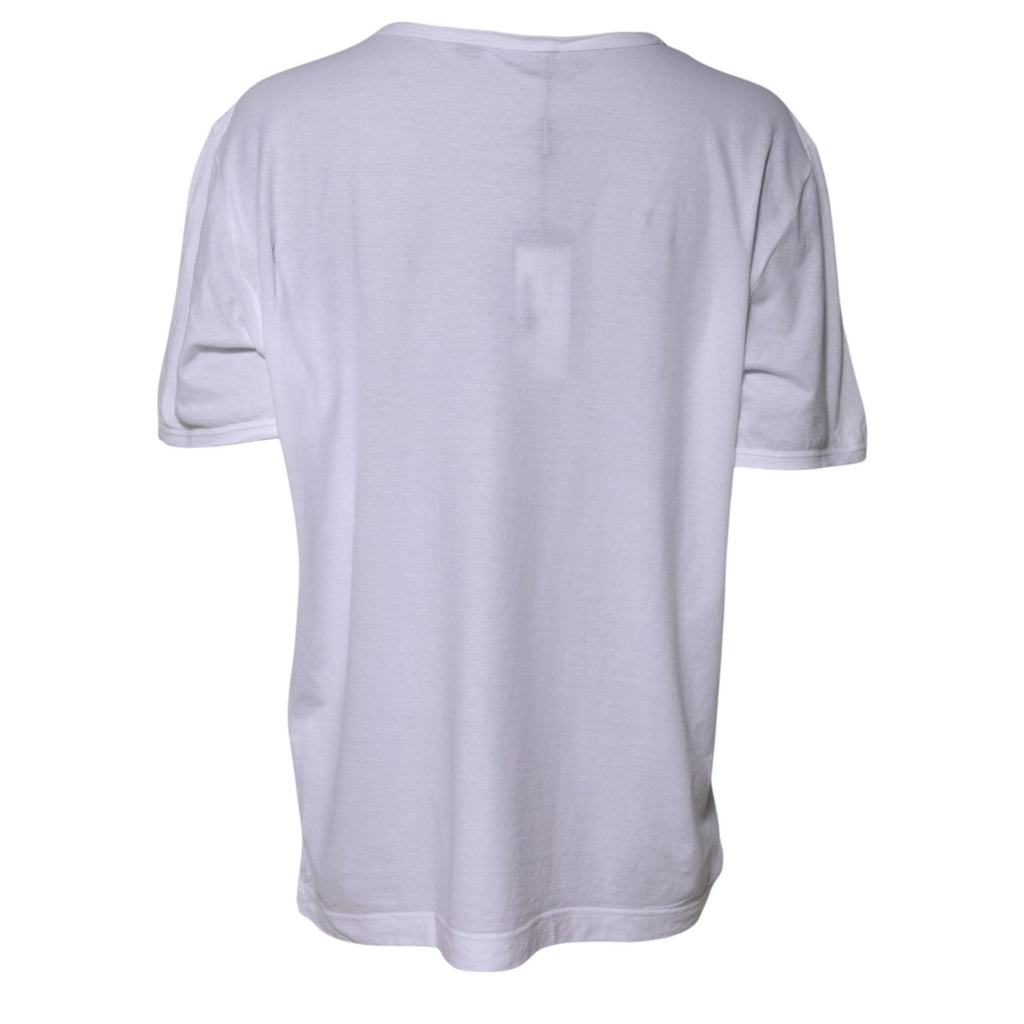 Weißes Baumwoll-T-Shirt mit Rundhalsausschnitt und kurzen Ärmeln