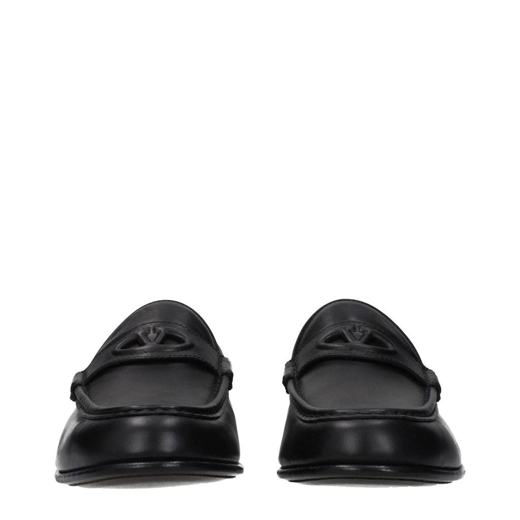 Schwarze Loafer aus Leder zum Reinschlüpfen