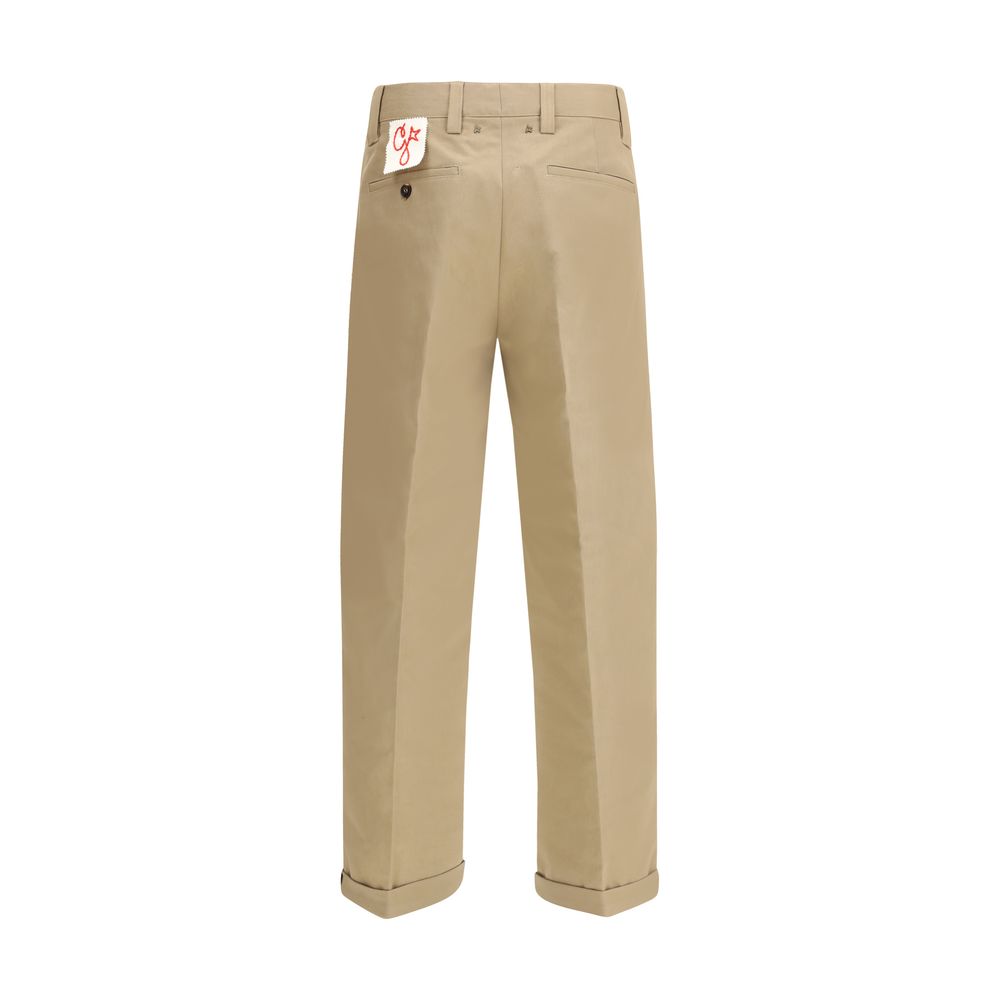 Beige Baumwoll-Chinohose