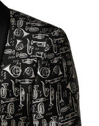 Black Jazz Club Silk Single Breasted Blazer