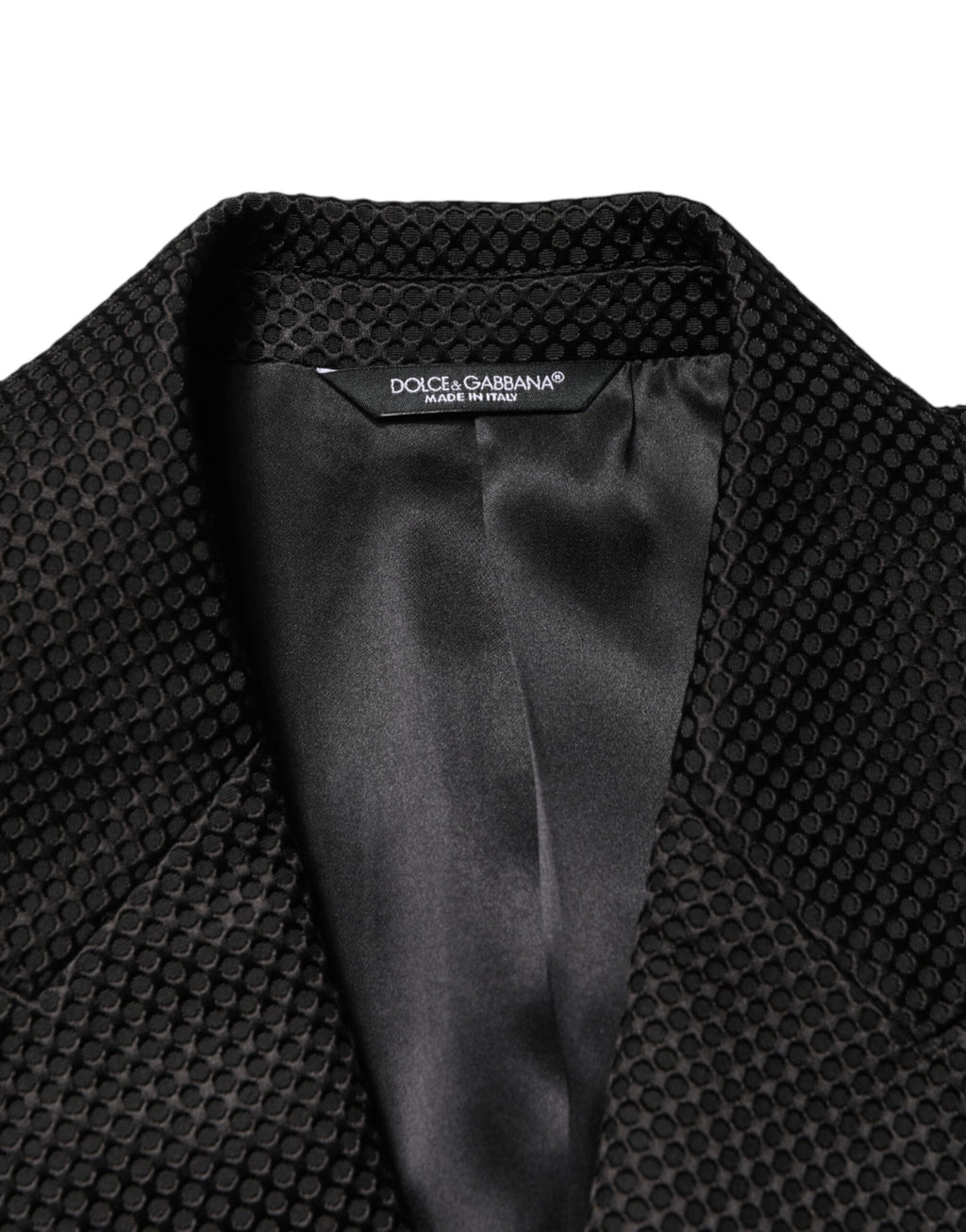 Black Cotton Double-Breasted Two-Button Blazer