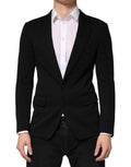 Schwarzer Einreiher-Blazer aus Wolle mit 2 Knöpfen