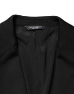 Schwarzer Einreiher-Blazer aus Wolle mit 2 Knöpfen