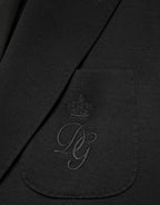 Schwarzer Einreiher-Blazer aus Wolle mit 2 Knöpfen