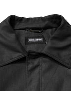Schwarze Trenchcoat-Jacke mit Kragen und aufgesetzten Taschen