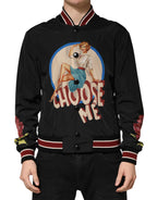 Black Pin Up Button Down Men Bomber Jacket