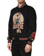 Black Pin Up Button Down Men Bomber Jacket