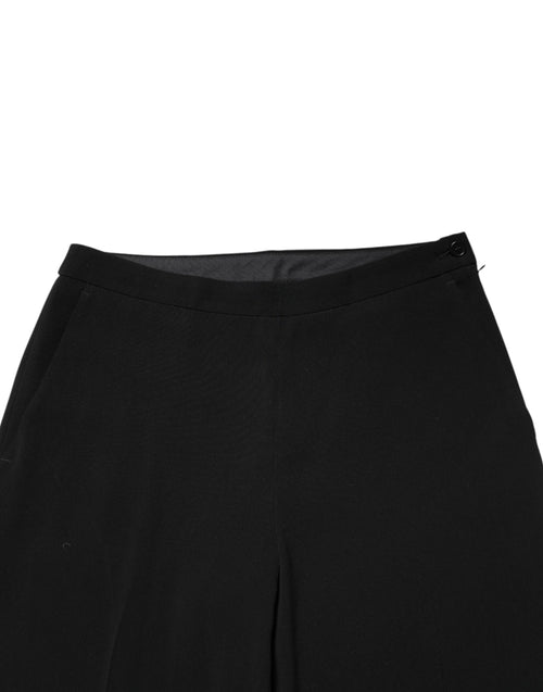 Schwarze High Waist Chino Hose mit geradem Bein und Reißverschluss