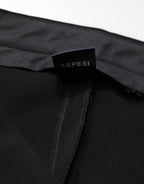 Black High Waist Zip Straight Chino Trouser Pants