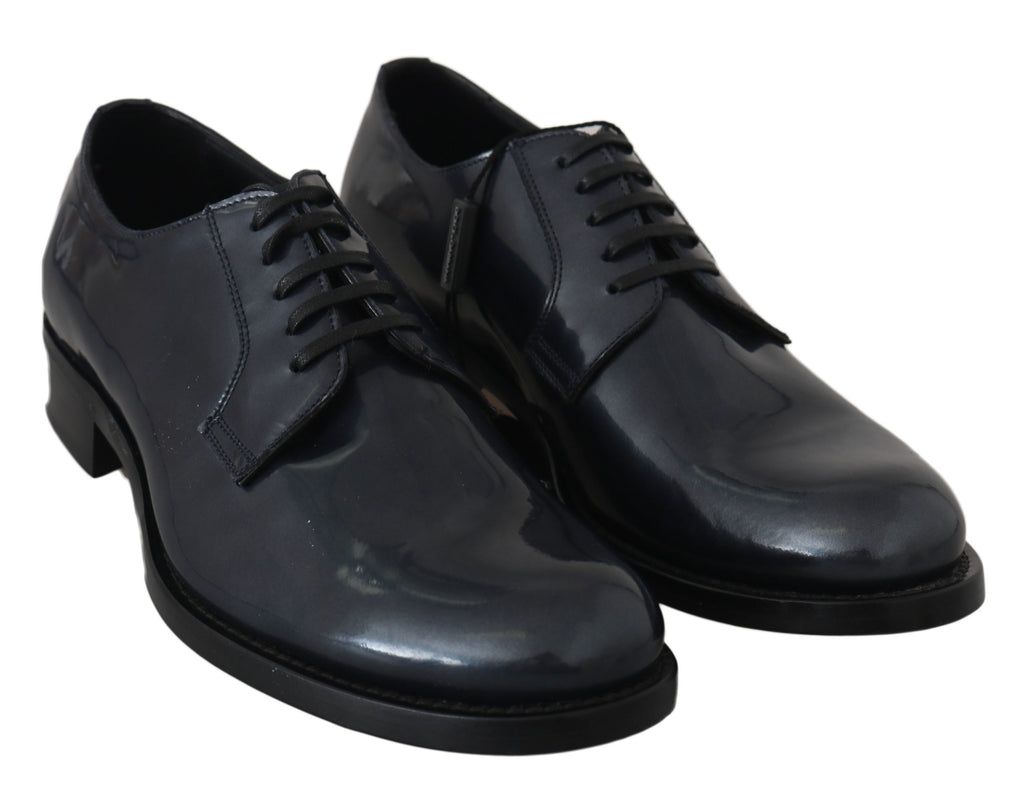 Blaue Derby-Business-Schuhe aus Leder