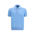 Blaues Baumwoll-Polohemd
