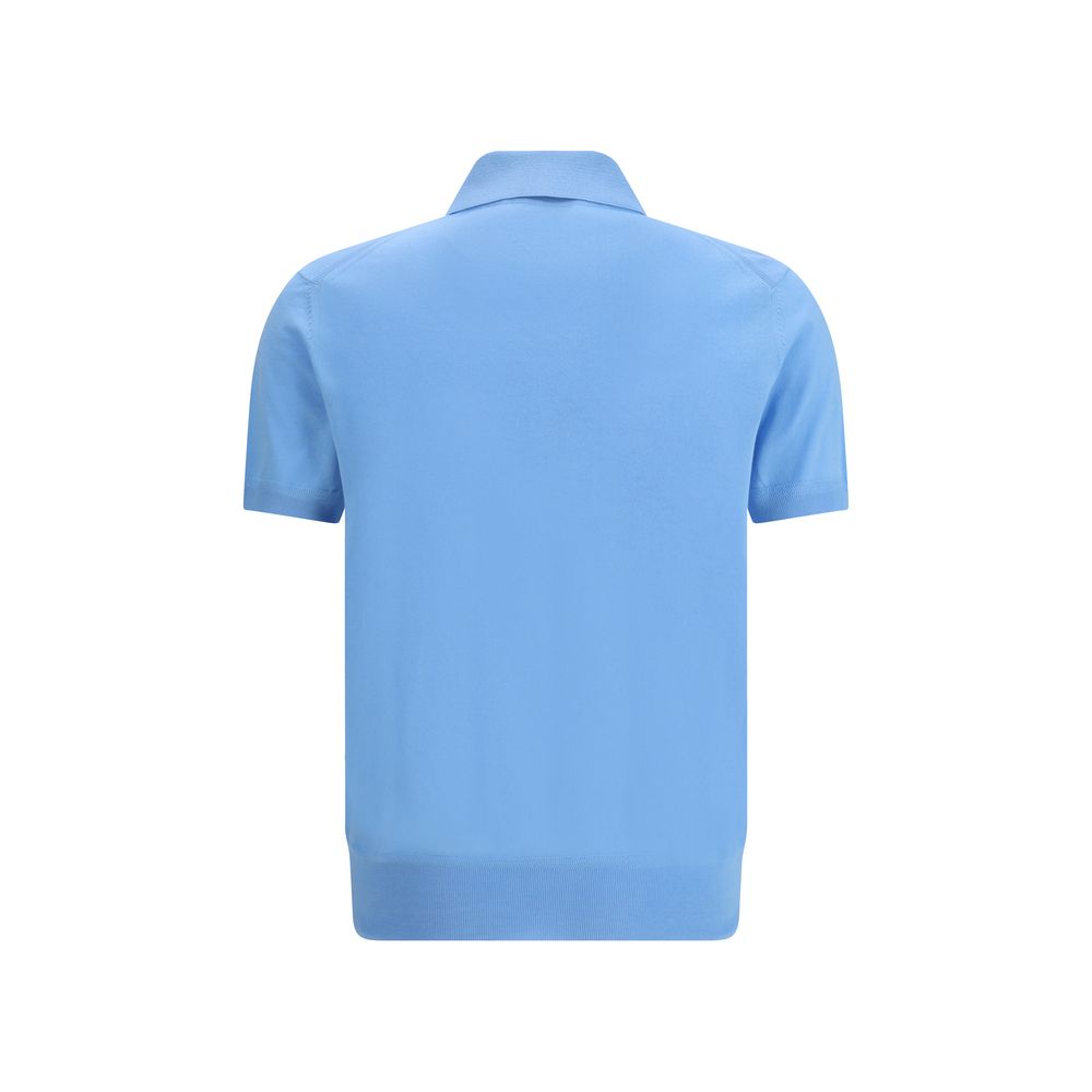 Blaues Baumwoll-Polohemd