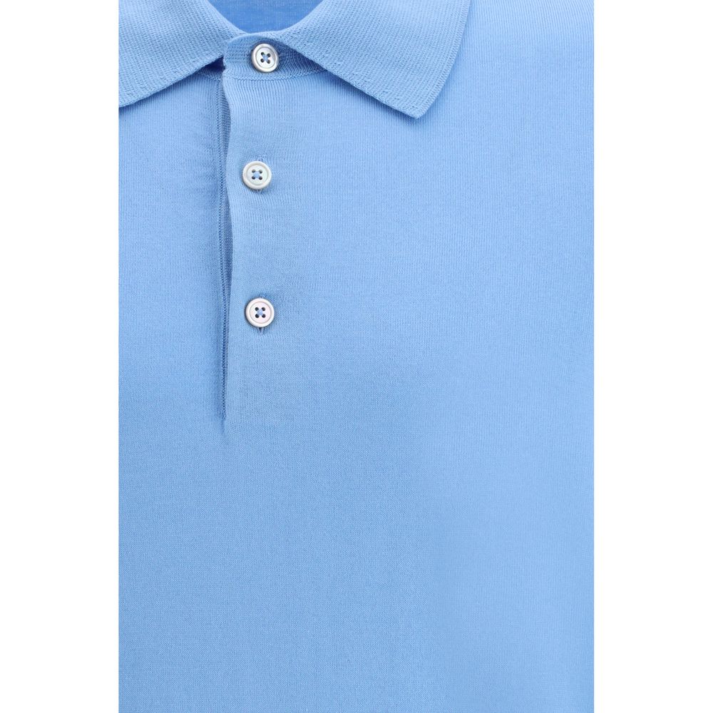 Blaues Baumwoll-Polohemd